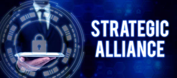 Sign Displaying Strategic Alliance Business Concept Bond States Parties Individuals — Zdjęcie stockowe