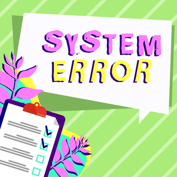 概念的なキャプションシステムエラー 技術的な故障のための単語ソフトウェアのクラッシュ情報の損失 — ストック写真