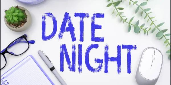 Text Caption Presenting Date Night Conceptual Photo Time Couple Can — Stock Photo, Image