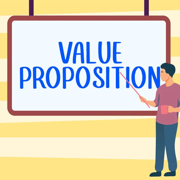 Conceptual Display Value Proposition Business Overview Service Make Company Product — Stock Photo, Image