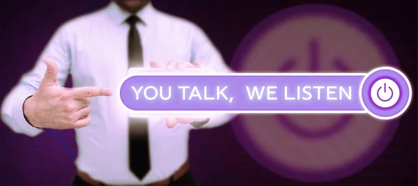 Text Sign Showing You Talk Listen Business Overview Two Way — Fotografia de Stock