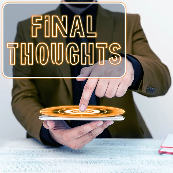 Inspiration Showing Sign Final Thoughts Business Overview Conclusion Last Analysis — Stockfoto