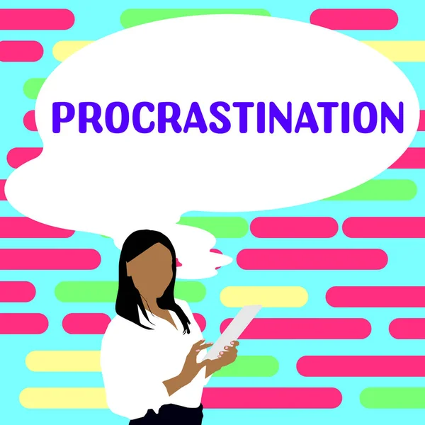 Escribir Mostrando Texto Procrastinación Word Delay Posponer Algo Aburrido — Foto de Stock