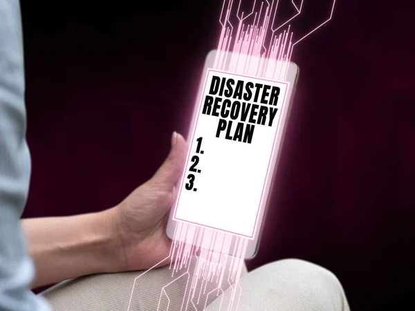 Conceptual caption Disaster Recovery Plan, Word for having backup measures against dangerous situation