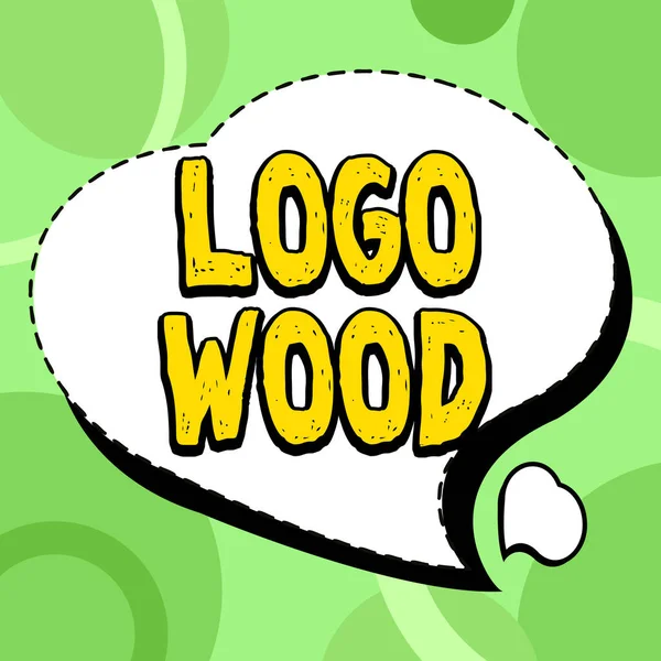 Sign displaying Logo Wood, Business showcase Recognizable design or symbol of a company inscribed on wood