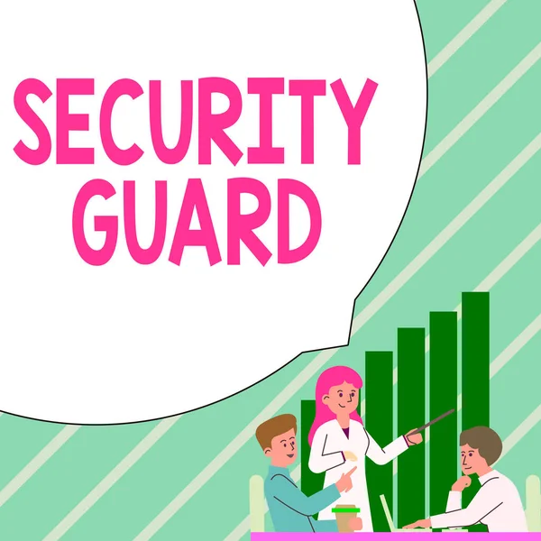 Знак Отображающий Security Guard Инструменты Бизнес Обзора Используемые Управления Несколькими — стоковое фото