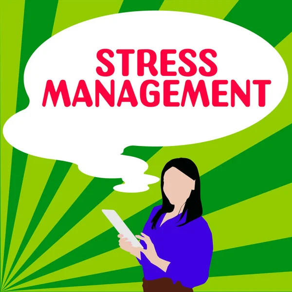 Hand writing sign Stress Management, Business approach learning ways of behaving and thinking that reduce stress
