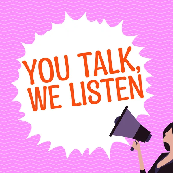 Szöveg Felirat Bemutató You Talk Hallgatjuk Word Írt Kétirányú Kommunikáció — Stock Fotó