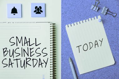 Cumartesi günü küçük işletme, cumartesi günü Amerikan alışveriş tatili konsepti içeren metin yazma