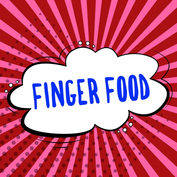 Bildunterschrift Präsentation Von Finger Food Konzept Für Produkte Und Verdauungsmittel — Stockfoto