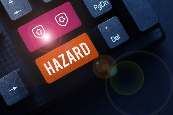 Ручная Надпись Hazard Word Written Account Statement Describing Danger Risk — стоковое фото