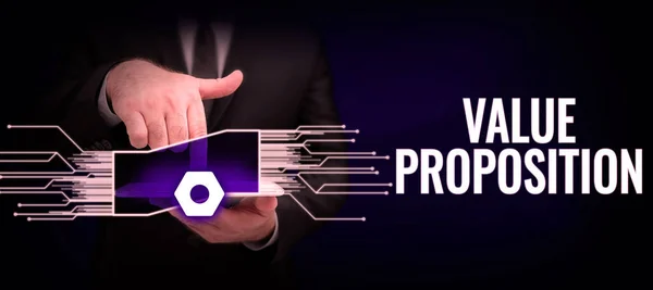 Tekst Weergeven Value Proposition Business Showcase Service Maken Bedrijf Product — Stockfoto
