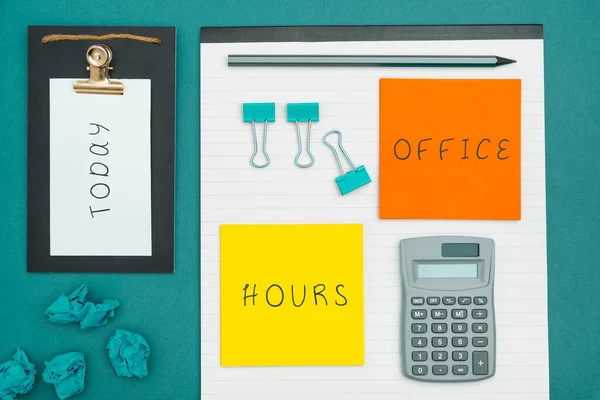 Konzeptionelle Anzeige Bürozeiten Wort Für Die Stunden Die Normalerweise Geschäftlich — Stockfoto