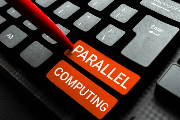 Señal Que Muestra Computación Paralela Concepto Negocio Cálculo Simultáneo Por — Foto de Stock