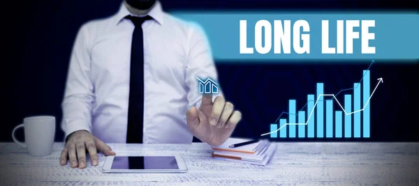 Tekst Bijschrift Presenteren Long Life Business Concept Staat Blijven Werken — Stockfoto