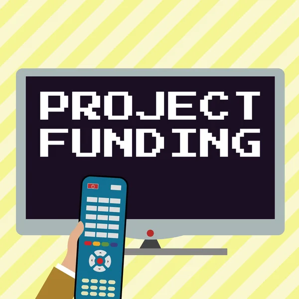 Text caption presenting Project Funding, Internet Concept paying for start up in order make it bigger and successful