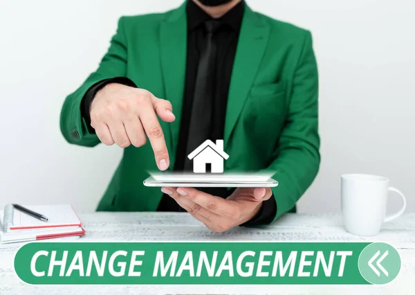 Inspiração Mostrando Sinal Change Management Business Approach Substituição Liderança Uma — Fotografia de Stock