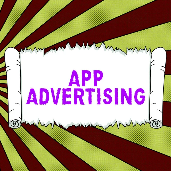 Sign Displaying App Advertising Üzleti Megközelítés Fejlesztők Kap Fizetett Hirdetéseket — Stock Fotó