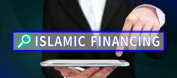 Znak Pisma Ręcznego Islamic Financing Koncepcja Biznesowa Działalność Bankowa Inwestycje — Zdjęcie stockowe