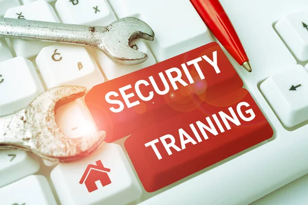 Znak Tekstowy Pokazujący Szkolenie Zakresie Bezpieczeństwa Słowo Dla Zapewnienia Szkolenia — Zdjęcie stockowe
