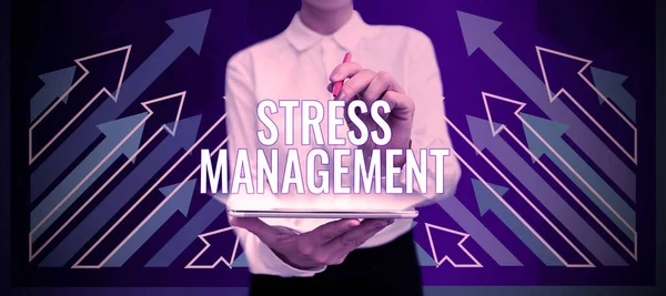 Conceptual caption Stress Management, Business overview learning ways of behaving and thinking that reduce stress