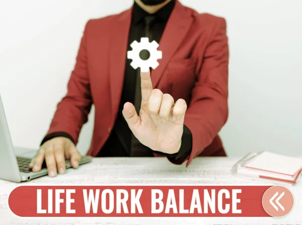 Conceptual caption Life Work Balance, Business overview stability person needs between his job and personal time