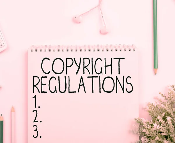 Text Caption Presenting Copyright Regulations Conceptual Photo Body Law Governs —  Fotos de Stock