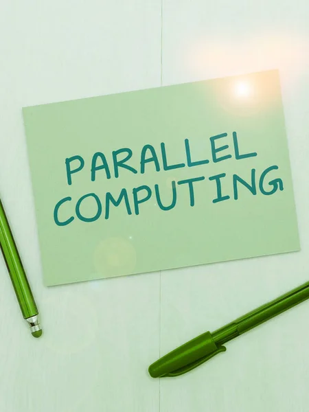 Inspirace Ukazující Znak Parallel Computing Internet Koncepce Simultánního Výpočtu Pomocí — Stock fotografie