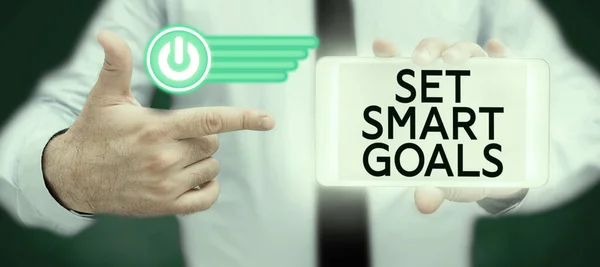 Text Caption Presenting Set Smart Goals Word Establish Achievable Objectives — Stock Photo, Image