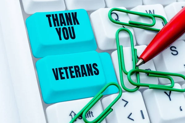 Hand Writing Sign Thank You Veterans Business Approach Expression Gratitude — Photo