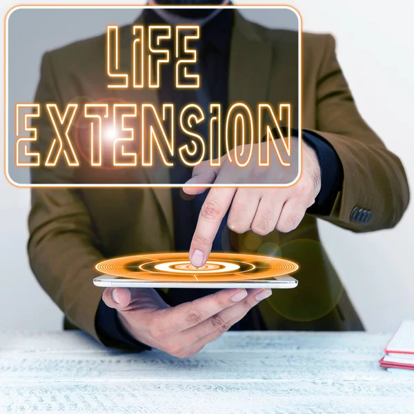 Inspiration Showing Sign Life Extension Word Able Continue Working Longer — Stockfoto