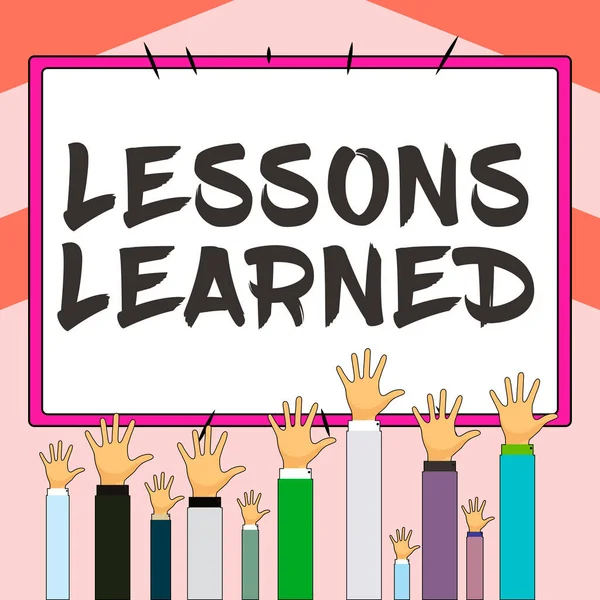 Kézírás Szöveg Lessons Learned Word Írta Elősegíti Megosztást Használja Tapasztalatokból — Stock Fotó