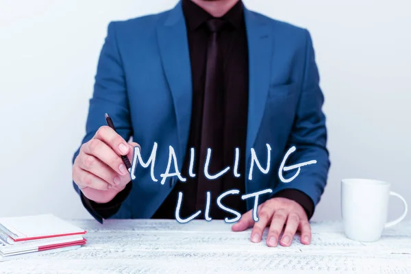 Texto Que Muestra Inspiración Mailing List Business Showcase List Personas —  Fotos de Stock