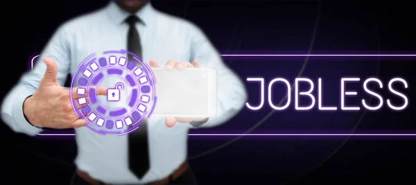 Conceptual Display Jobless Internet Concept Unemployed Person Looking Work Recruitment — Fotografia de Stock