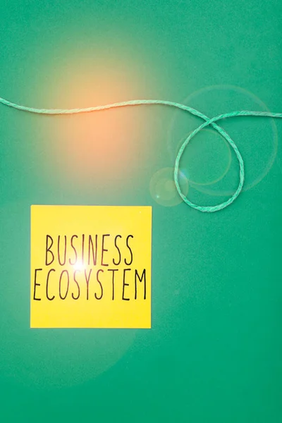 Logga Visar Business Ecosystem Affärsstrategi Utveckla Och Implementera Organisationens Tillväxtmöjligheter — Stockfoto