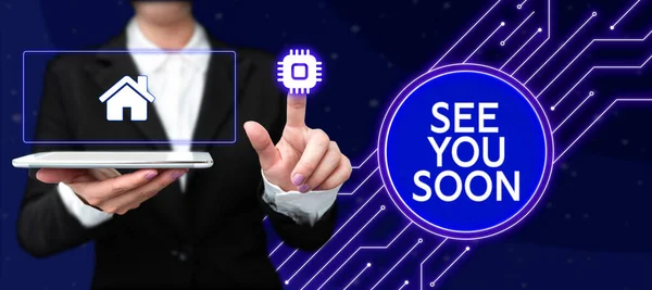 Tekst Bijschrift Presenteren See You Soon Business Showcase Gebruikt Afscheid — Stockfoto