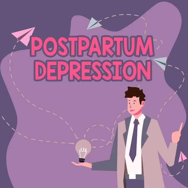 Conceptual display Postpartum Depression, Business approach a mood disorder involving intense depression after giving birth