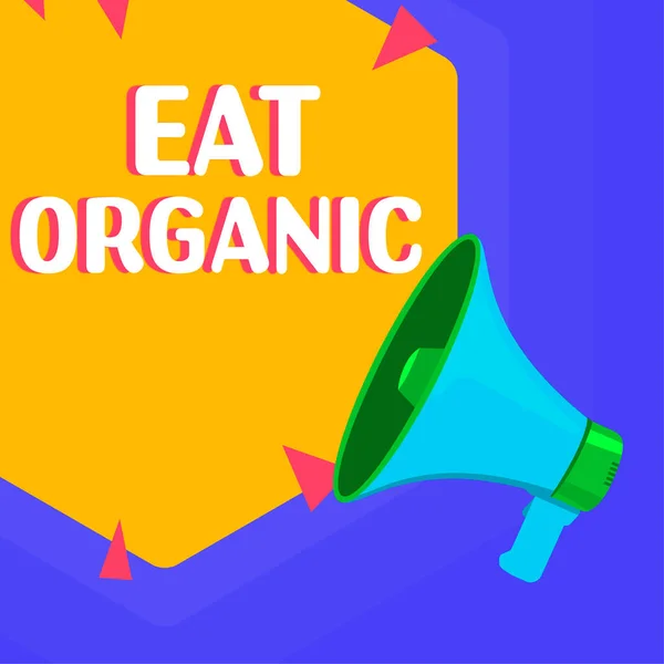 Sinal Texto Mostrando Comer Orgânico Conceito Internet Redução Comer Doces — Fotografia de Stock
