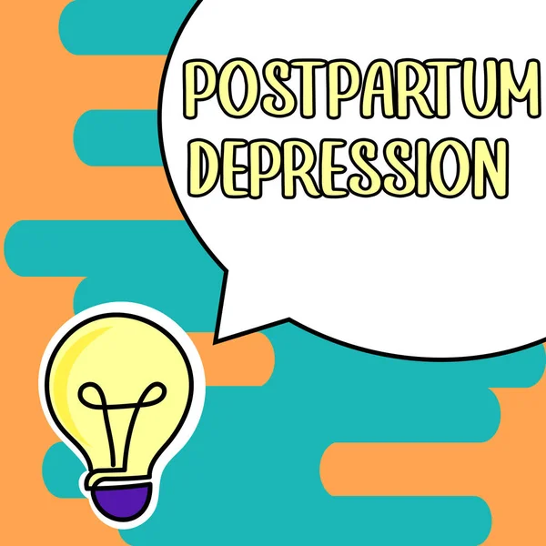 Conceptual caption Postpartum Depression, Conceptual photo a mood disorder involving intense depression after giving birth
