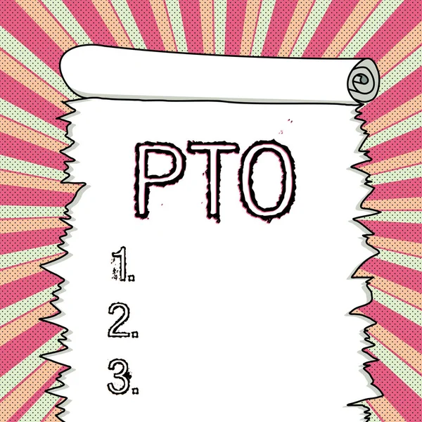 亲笔签名Pto Business Overview雇主对个人假期给予补偿 — 图库照片