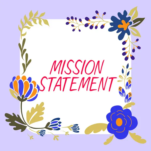 Text Caption Presenting Mission Statement Concept Meaning Formal Summary Aims — Foto Stock