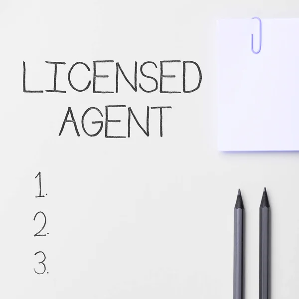 Hand Writing Sign Licensed Agent Business Overview Authorized Accredited Seller — Stockfoto