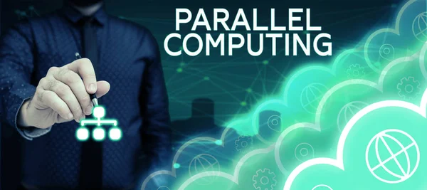 Text Caption Presenting Parallel Computing Business Idea Simultaneous Calculation Means — 스톡 사진