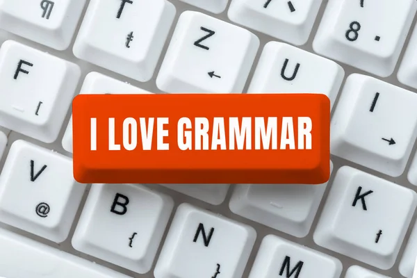 Writing Displaying Text Love Grammar Business Concept Act Admiring System — Foto Stock