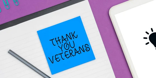 Writing displaying text Thank You Veterans, Word for Expression of Gratitude Greetings of Appreciation