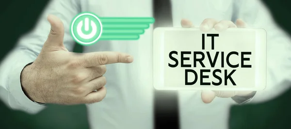 Znak Tekstowy Pokazujący Service Desk Business Approach Wsparcie Technologiczne Online — Zdjęcie stockowe