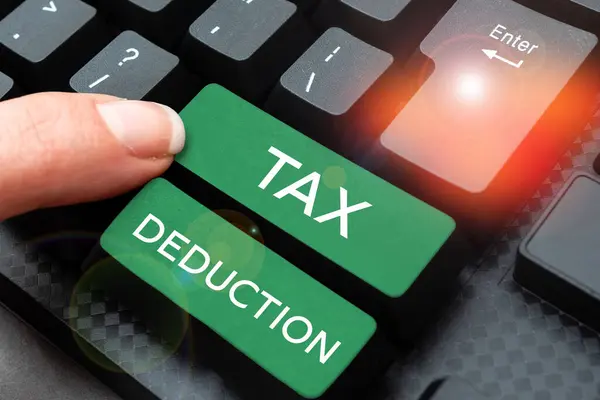 Handwriting Text Tax Deduction Conceptual Photo Amount Subtracted Income Calculating — Fotografia de Stock