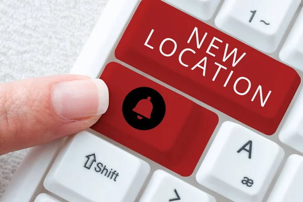 Handwriting Text New Location Business Approach Get Located New Place — Stockfoto
