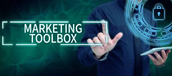 Текст Показывающий Вдохновение Marketing Toolbox Word Written Means Promoting Product — стоковое фото