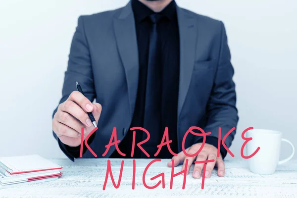 Testo Che Mostra Ispirazione Karaoke Night Business Overview Spettacolo Musica — Foto Stock